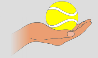 L'action mécanique de la main maintient la balle en équilibre dans le référentiel terrestre